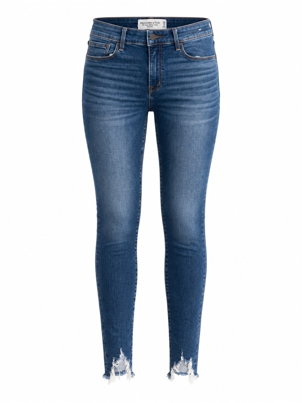 Abercrombie & Fitch Dark Blue High-Rise Skinny Jeans with Distressed Hems